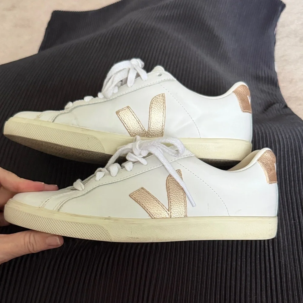 Veja Esplar Logo Leather Sneakers Extra White/ Platine 40 / 9 With Box - Picture 10 of 11